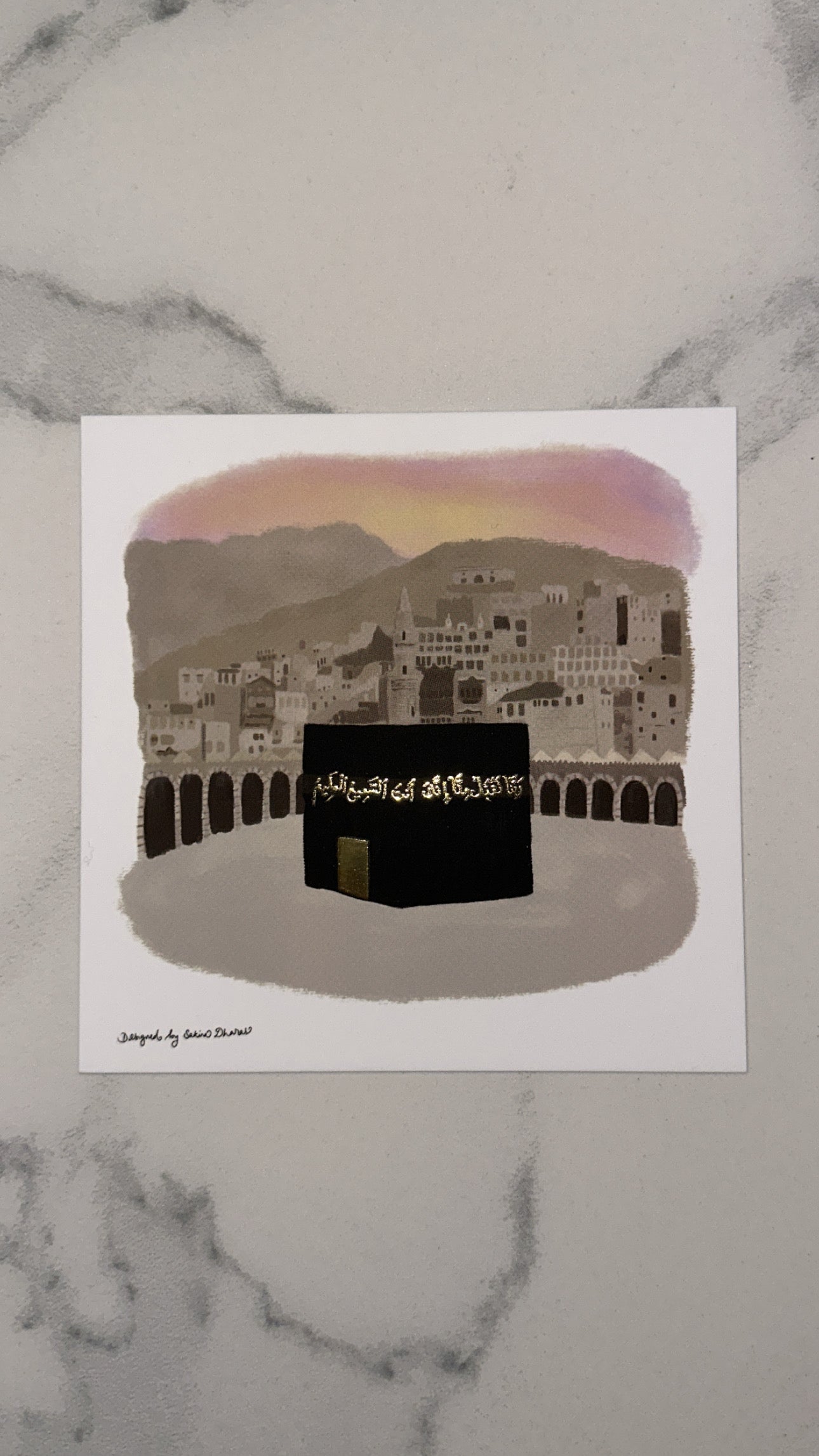 Hajj and Umrah Kaaba Postcard Gold Foil